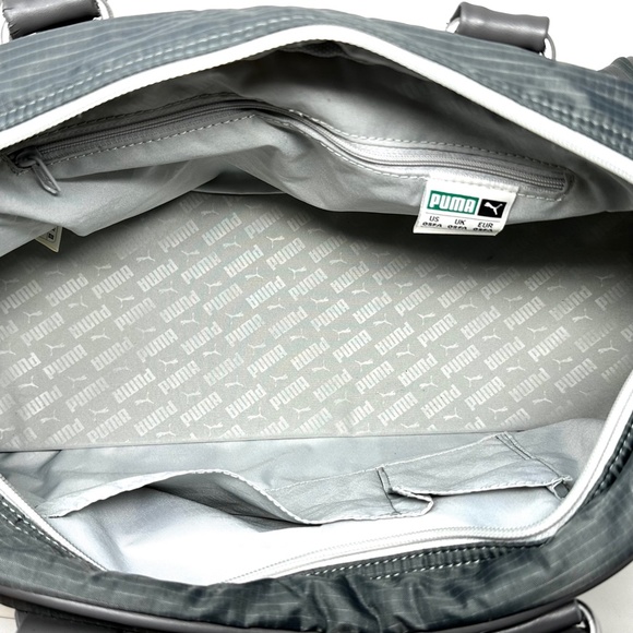 Grey Puma Women's Duffle Bag/Purse Puma Stripe Large Shoulder Handles Super Cute - Picture 7 of 10